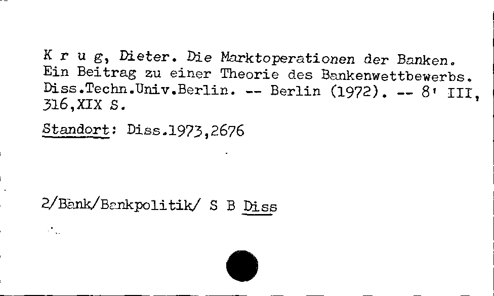 [Katalogkarte Dissertationenkatalog bis 1980]