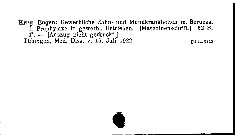 [Katalogkarte Dissertationenkatalog bis 1980]