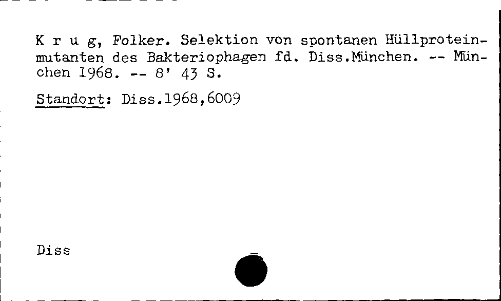 [Katalogkarte Dissertationenkatalog bis 1980]