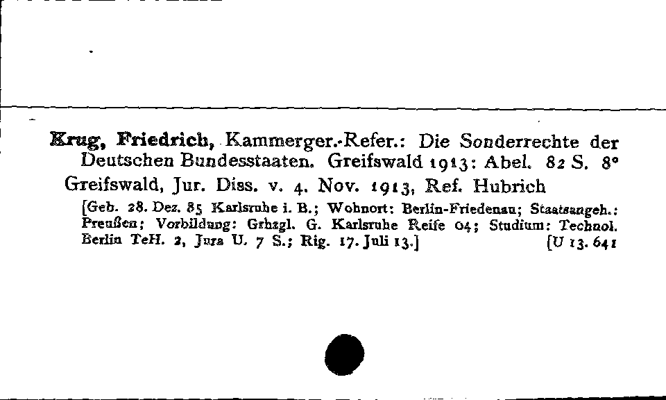 [Katalogkarte Dissertationenkatalog bis 1980]