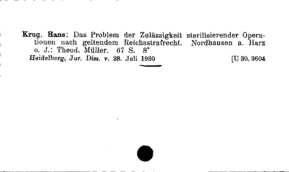 [Katalogkarte Dissertationenkatalog bis 1980]