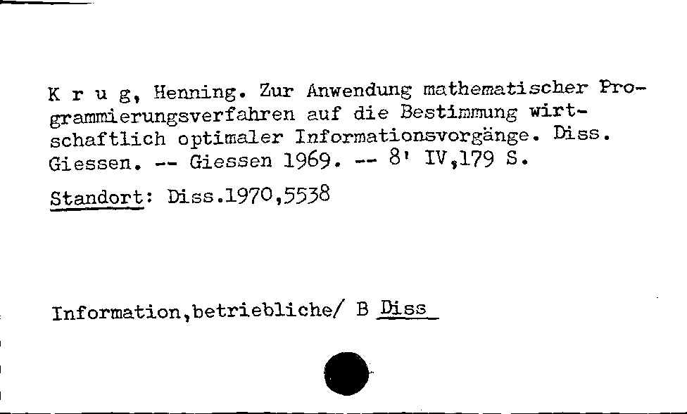 [Katalogkarte Dissertationenkatalog bis 1980]