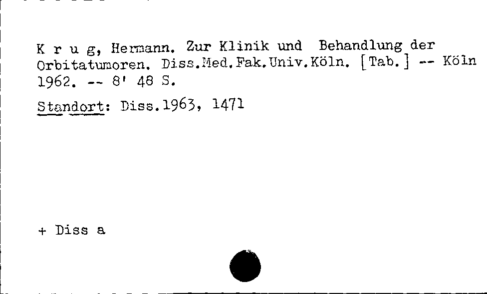 [Katalogkarte Dissertationenkatalog bis 1980]