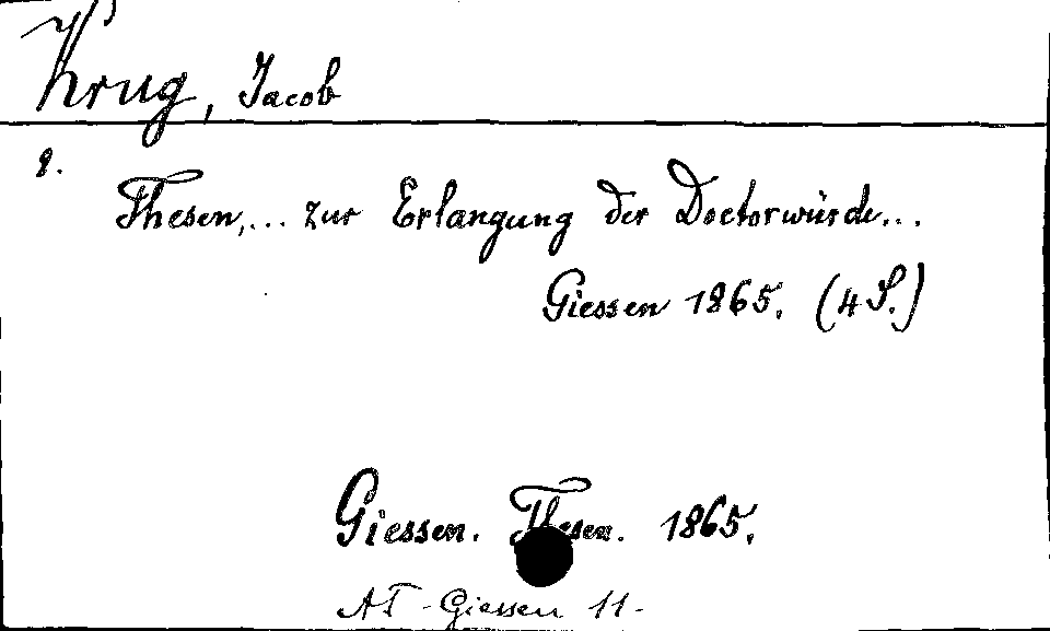 [Katalogkarte Dissertationenkatalog bis 1980]