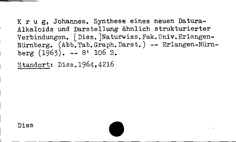 [Katalogkarte Dissertationenkatalog bis 1980]