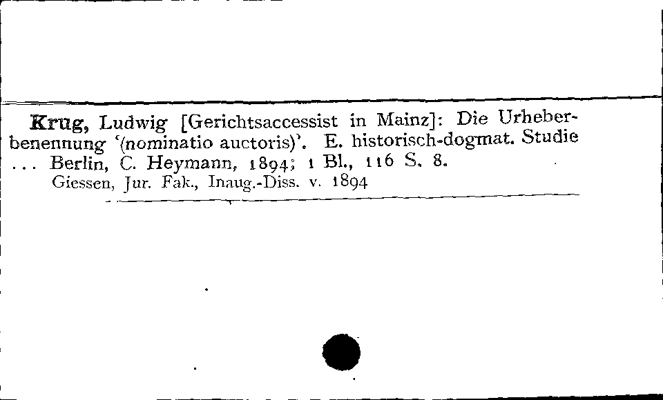 [Katalogkarte Dissertationenkatalog bis 1980]