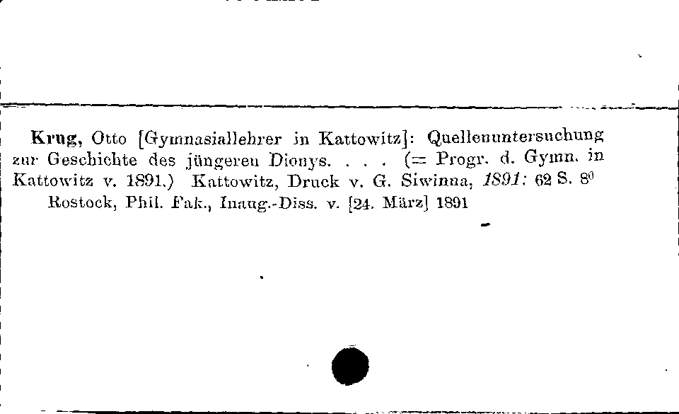 [Katalogkarte Dissertationenkatalog bis 1980]