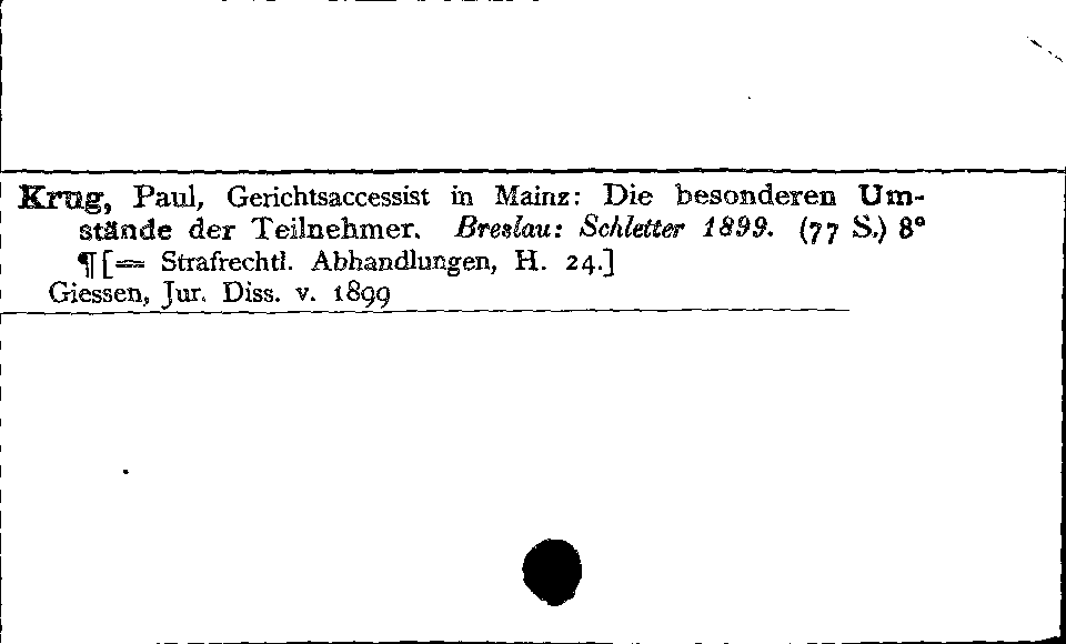 [Katalogkarte Dissertationenkatalog bis 1980]