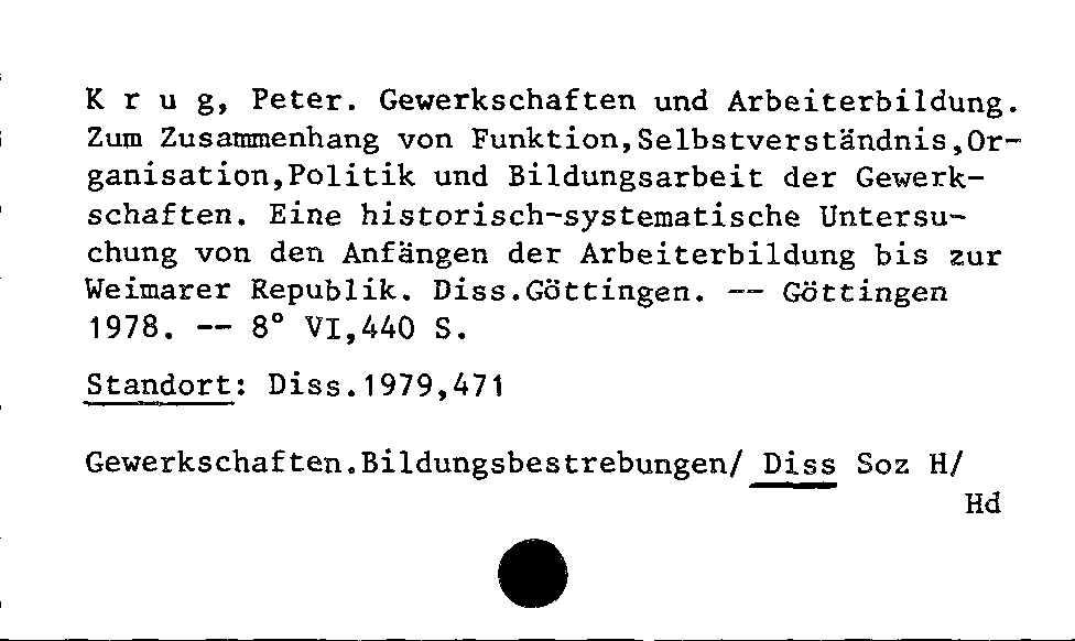 [Katalogkarte Dissertationenkatalog bis 1980]