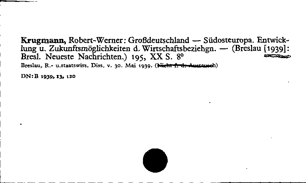 [Katalogkarte Dissertationenkatalog bis 1980]