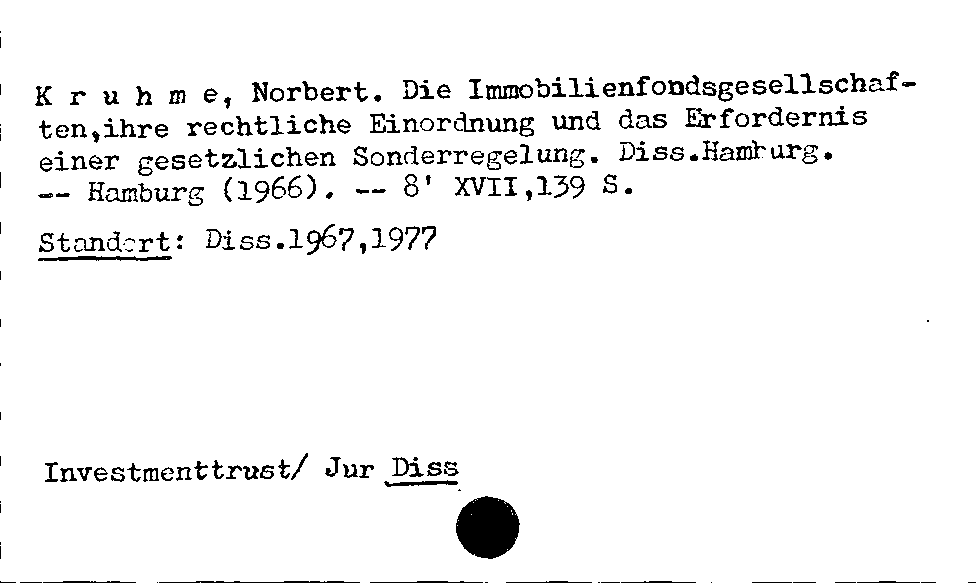 [Katalogkarte Dissertationenkatalog bis 1980]