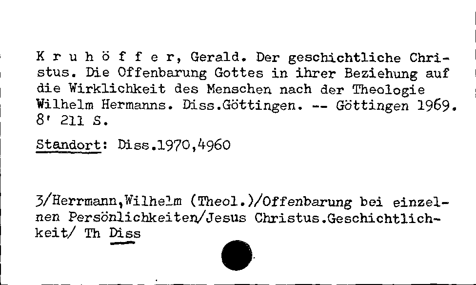 [Katalogkarte Dissertationenkatalog bis 1980]