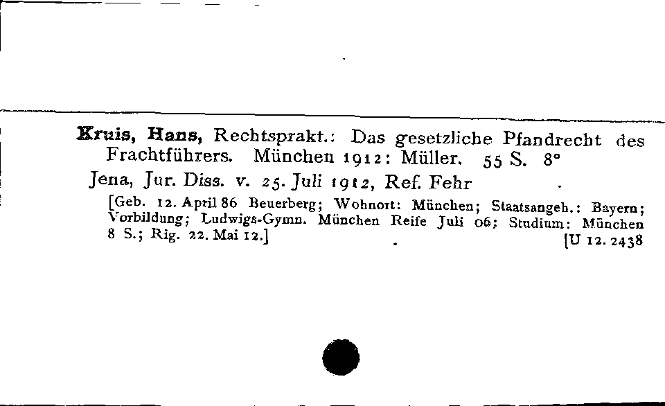 [Katalogkarte Dissertationenkatalog bis 1980]