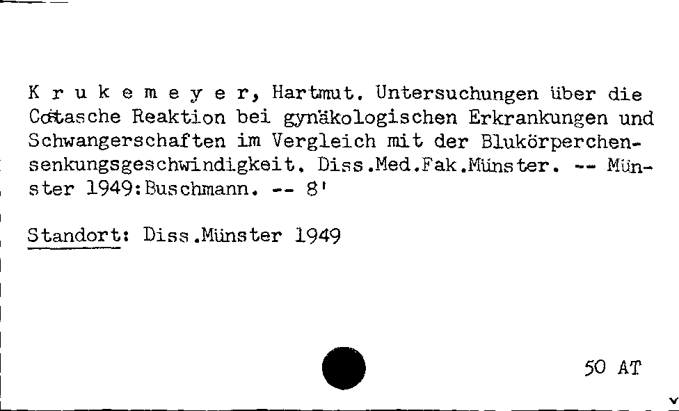 [Katalogkarte Dissertationenkatalog bis 1980]