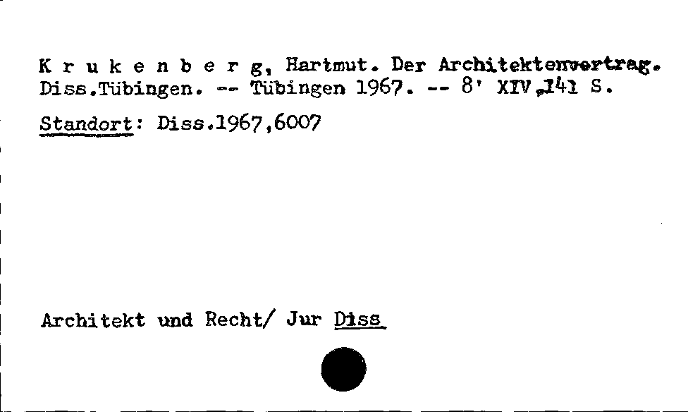 [Katalogkarte Dissertationenkatalog bis 1980]