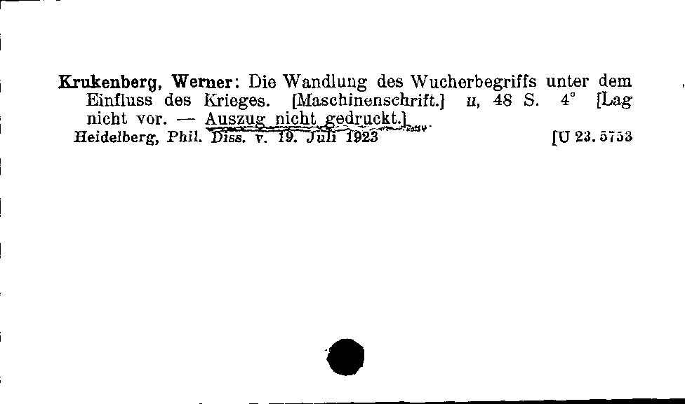 [Katalogkarte Dissertationenkatalog bis 1980]