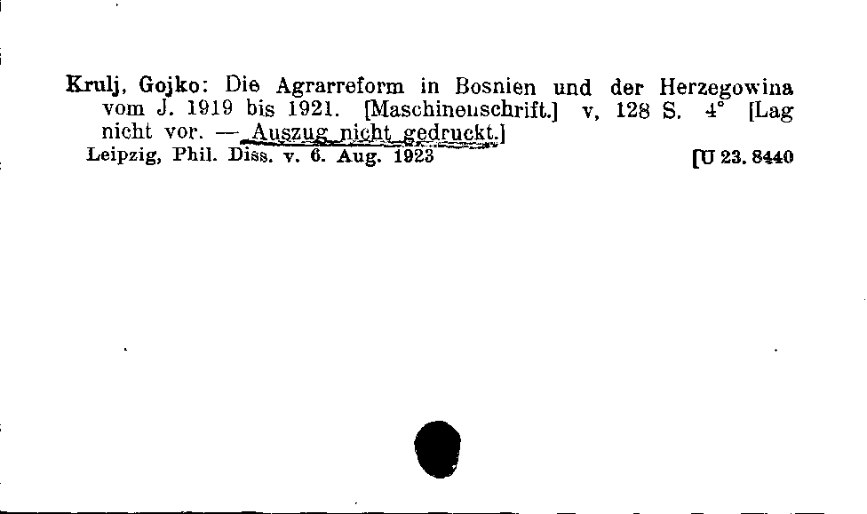 [Katalogkarte Dissertationenkatalog bis 1980]