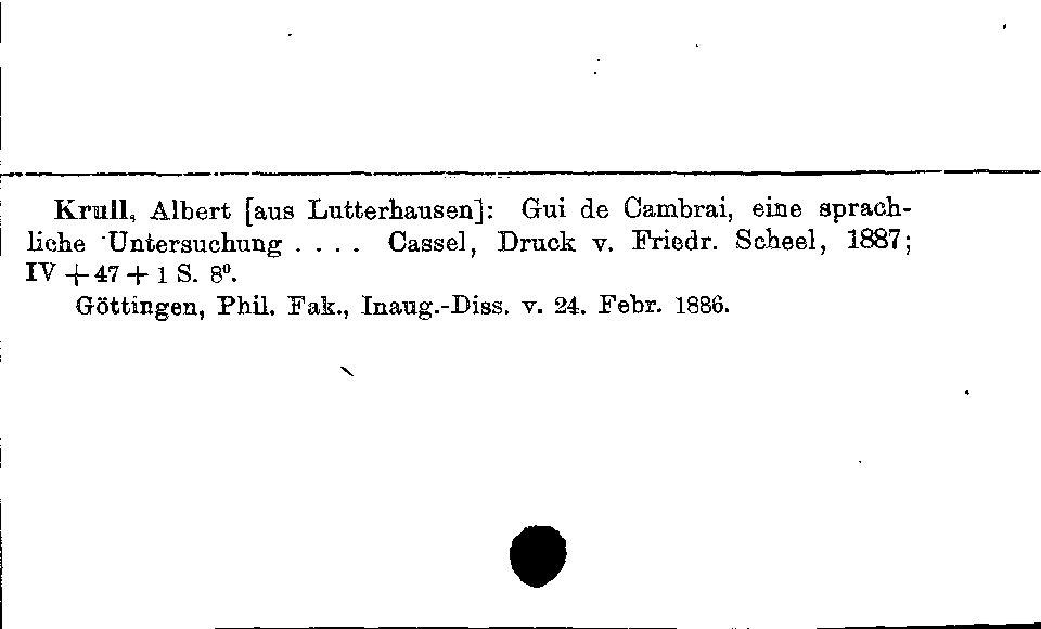 [Katalogkarte Dissertationenkatalog bis 1980]