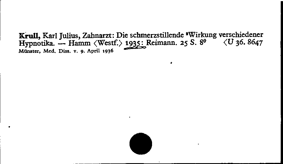 [Katalogkarte Dissertationenkatalog bis 1980]