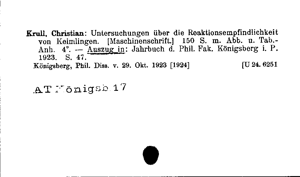 [Katalogkarte Dissertationenkatalog bis 1980]