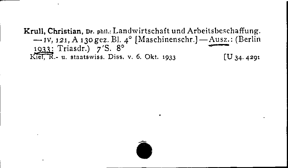 [Katalogkarte Dissertationenkatalog bis 1980]