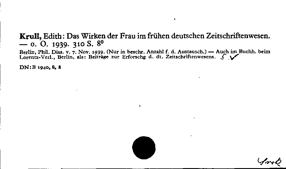 [Katalogkarte Dissertationenkatalog bis 1980]