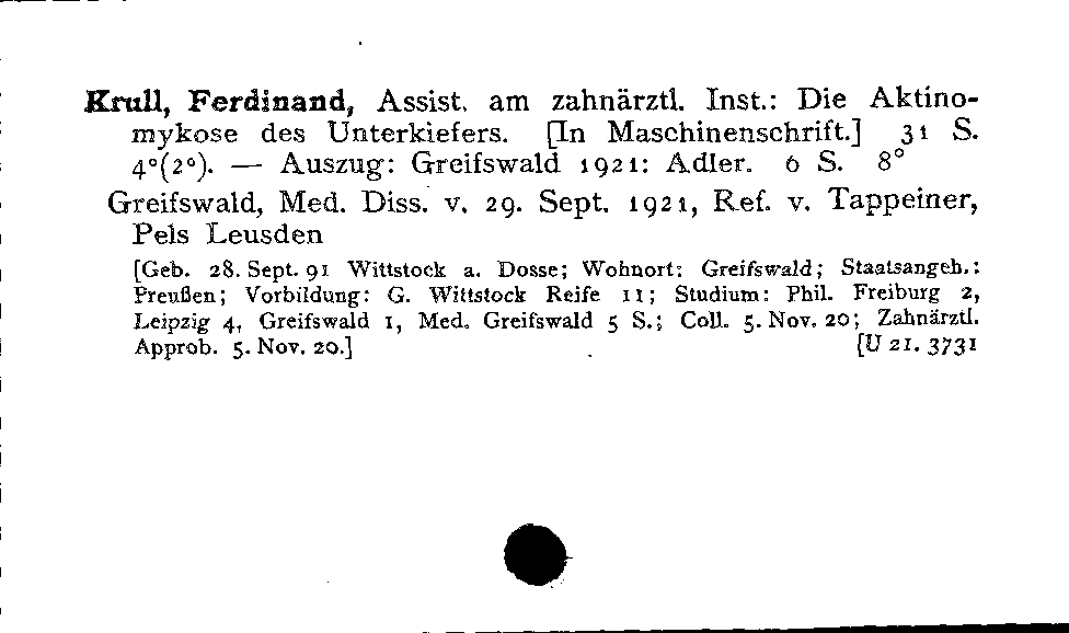 [Katalogkarte Dissertationenkatalog bis 1980]