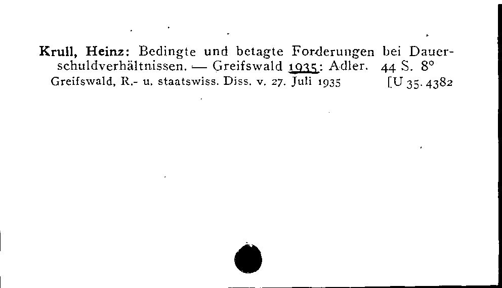 [Katalogkarte Dissertationenkatalog bis 1980]