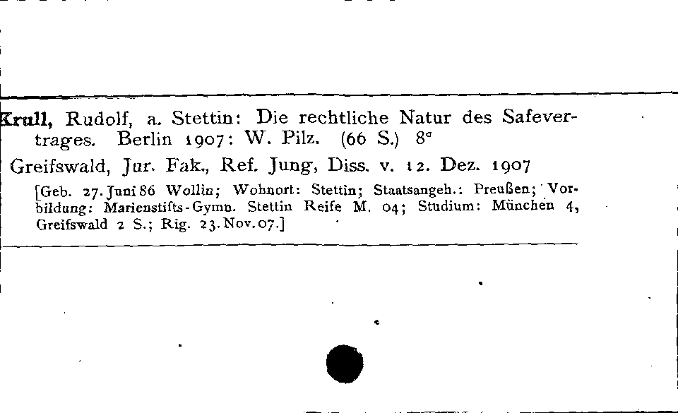 [Katalogkarte Dissertationenkatalog bis 1980]