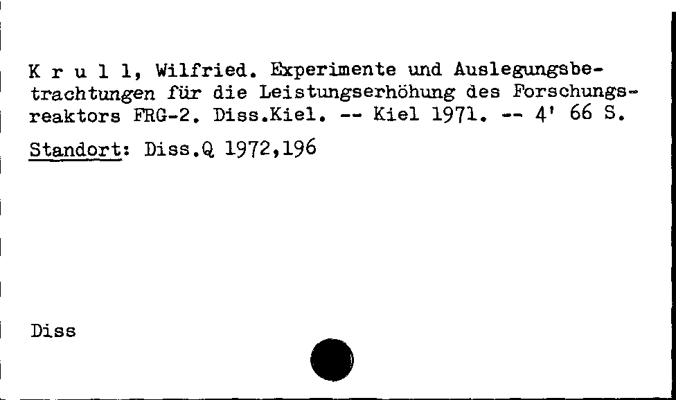 [Katalogkarte Dissertationenkatalog bis 1980]