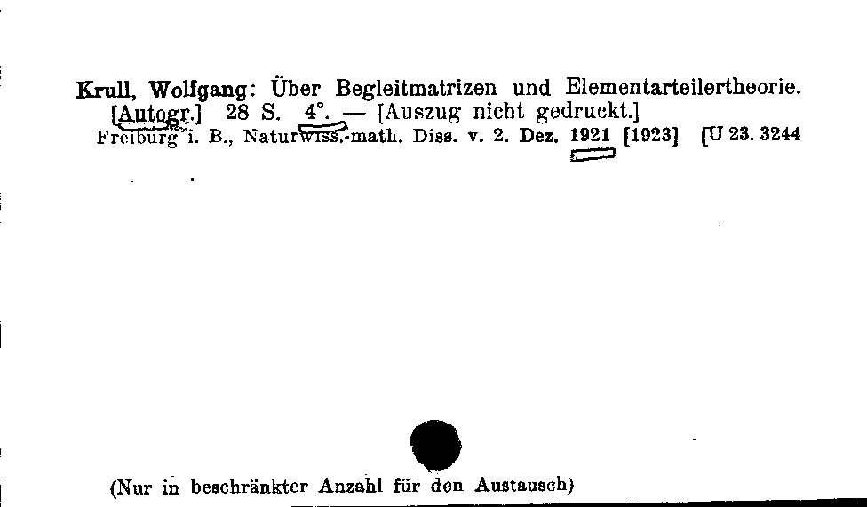 [Katalogkarte Dissertationenkatalog bis 1980]