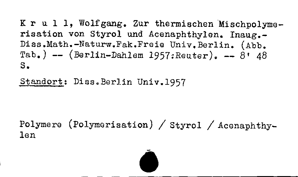 [Katalogkarte Dissertationenkatalog bis 1980]