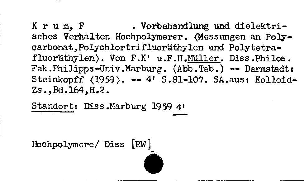 [Katalogkarte Dissertationenkatalog bis 1980]