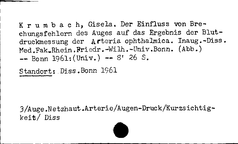 [Katalogkarte Dissertationenkatalog bis 1980]