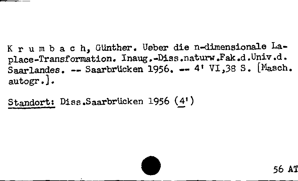 [Katalogkarte Dissertationenkatalog bis 1980]