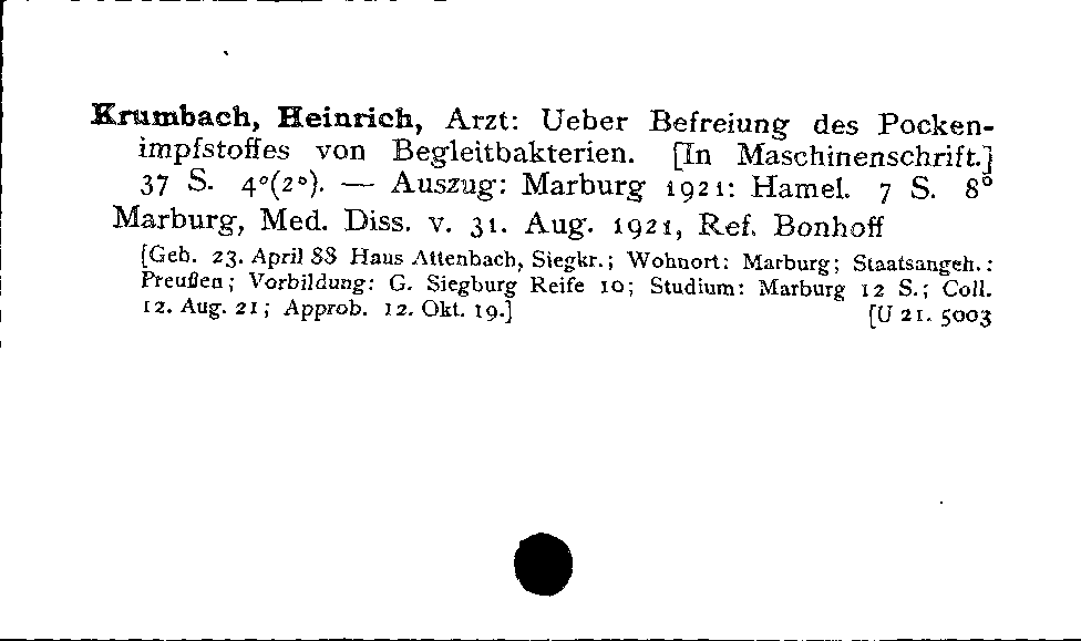 [Katalogkarte Dissertationenkatalog bis 1980]