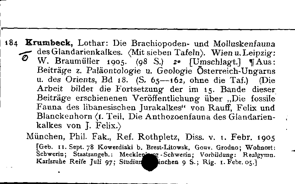 [Katalogkarte Dissertationenkatalog bis 1980]