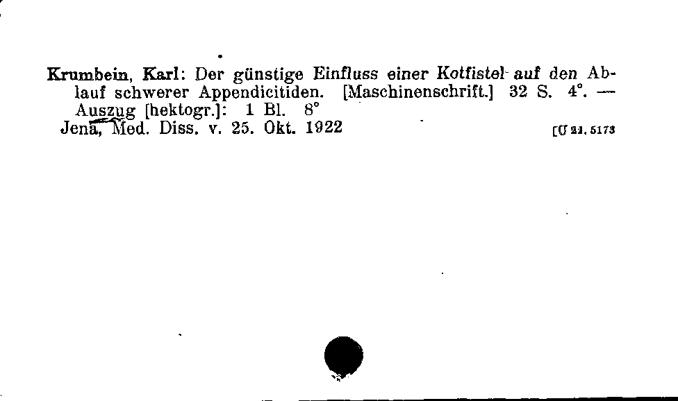 [Katalogkarte Dissertationenkatalog bis 1980]