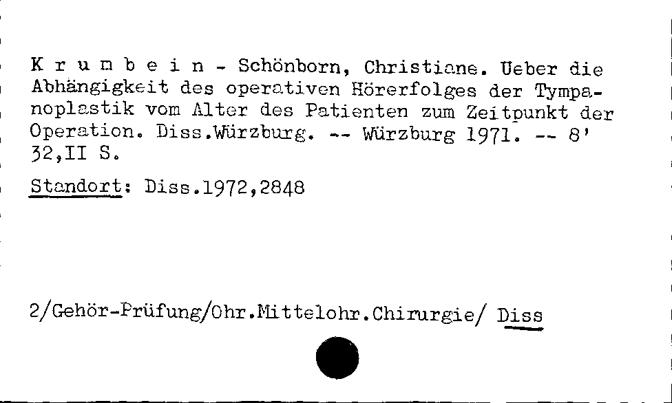 [Katalogkarte Dissertationenkatalog bis 1980]