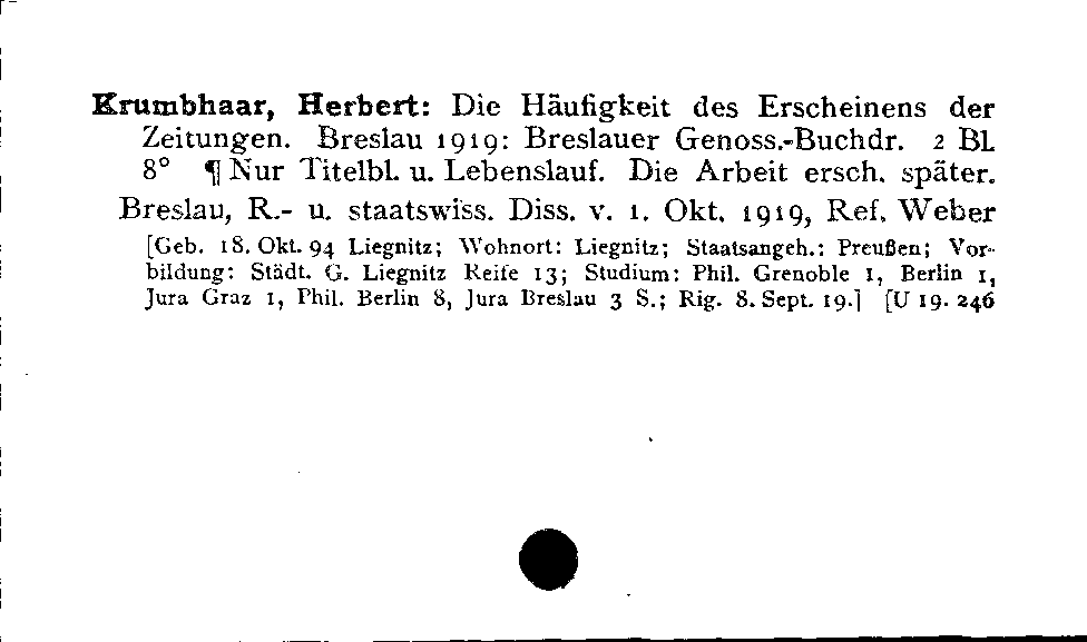 [Katalogkarte Dissertationenkatalog bis 1980]