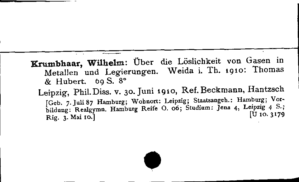 [Katalogkarte Dissertationenkatalog bis 1980]