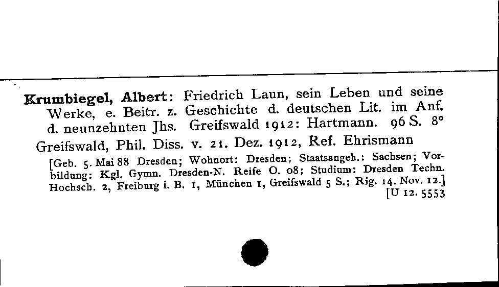 [Katalogkarte Dissertationenkatalog bis 1980]