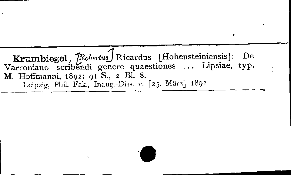 [Katalogkarte Dissertationenkatalog bis 1980]