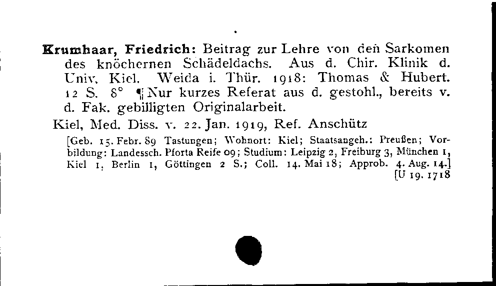 [Katalogkarte Dissertationenkatalog bis 1980]