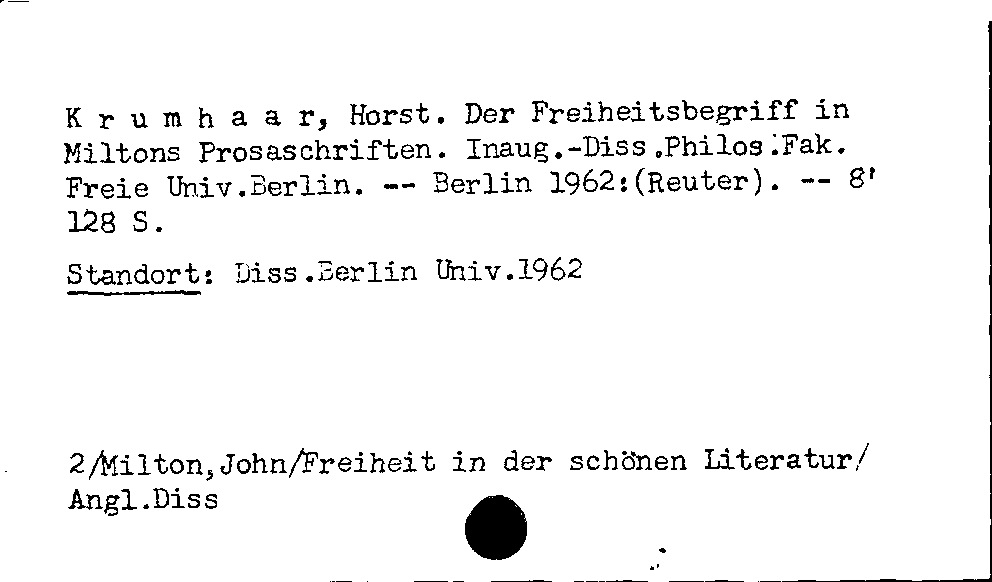 [Katalogkarte Dissertationenkatalog bis 1980]