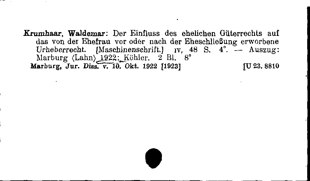 [Katalogkarte Dissertationenkatalog bis 1980]