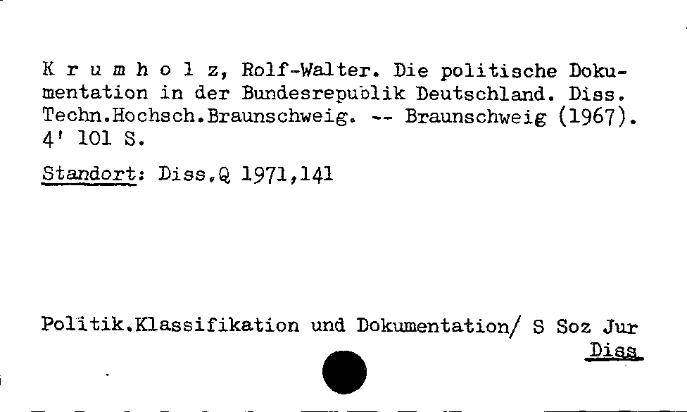 [Katalogkarte Dissertationenkatalog bis 1980]