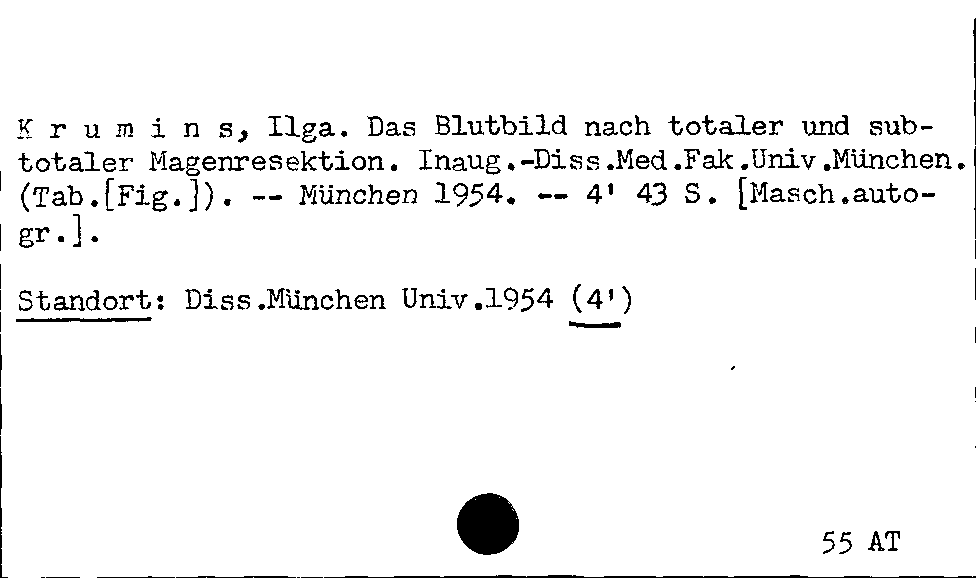 [Katalogkarte Dissertationenkatalog bis 1980]