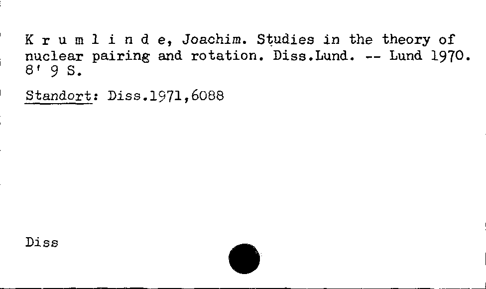 [Katalogkarte Dissertationenkatalog bis 1980]