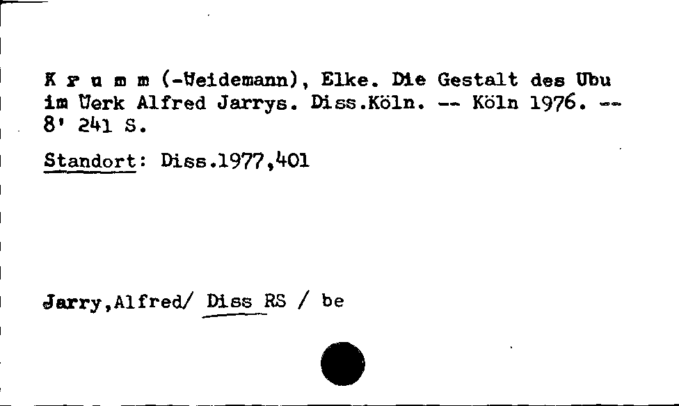 [Katalogkarte Dissertationenkatalog bis 1980]